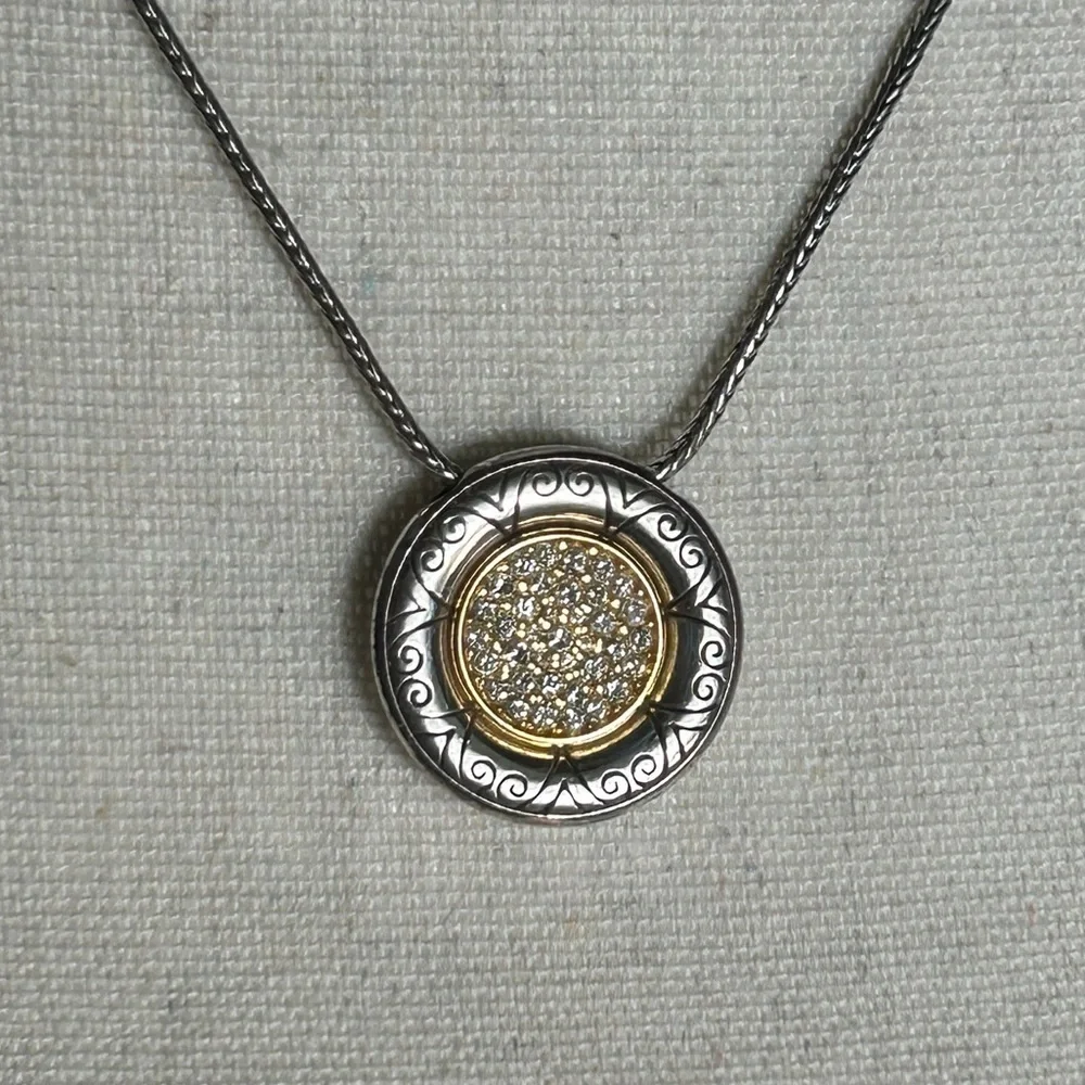 Brighton Sun Drop Necklace Two-tone Silver Plated Crystals 19